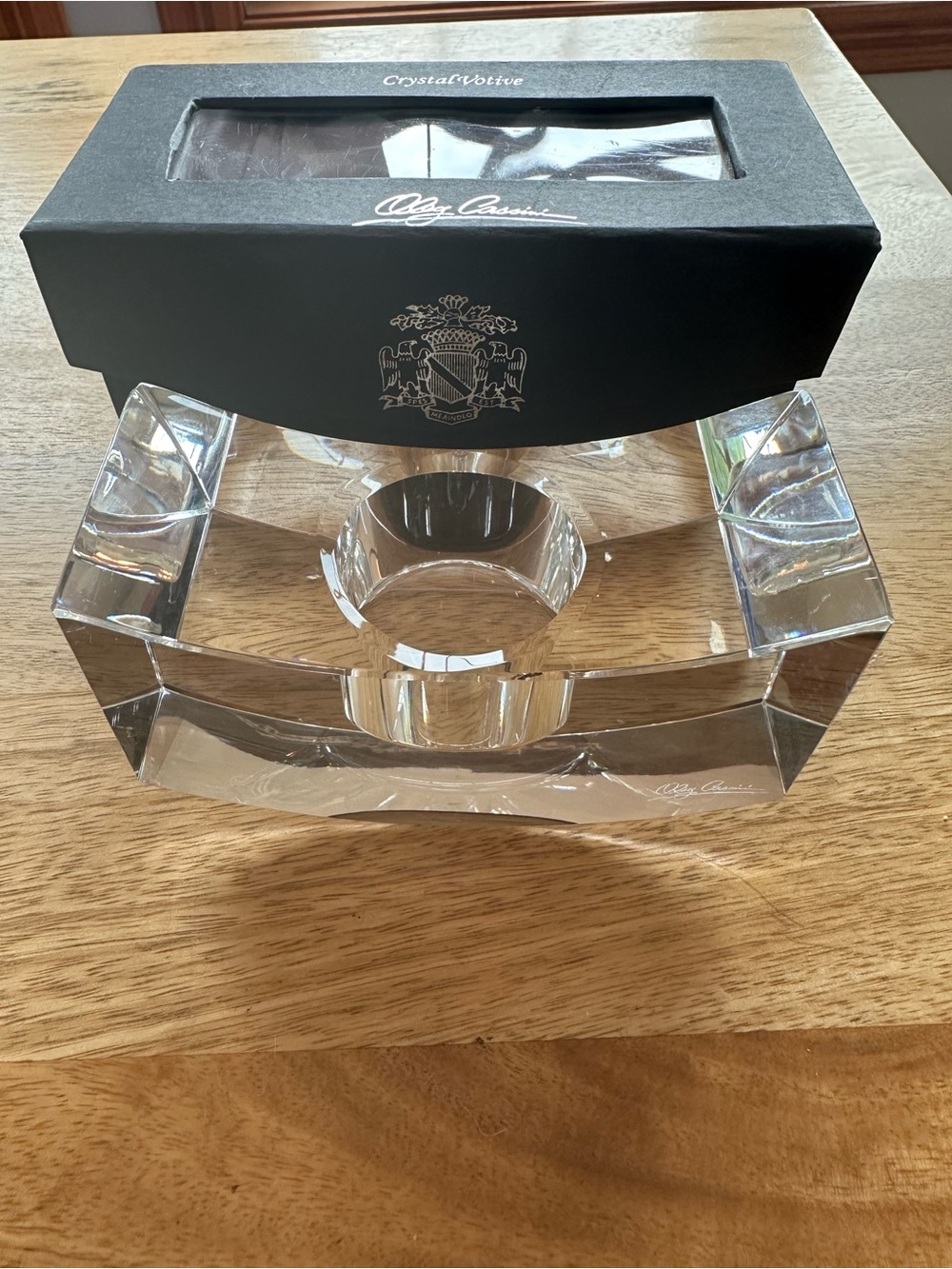 Oleg Cassini crystal votive holder with box